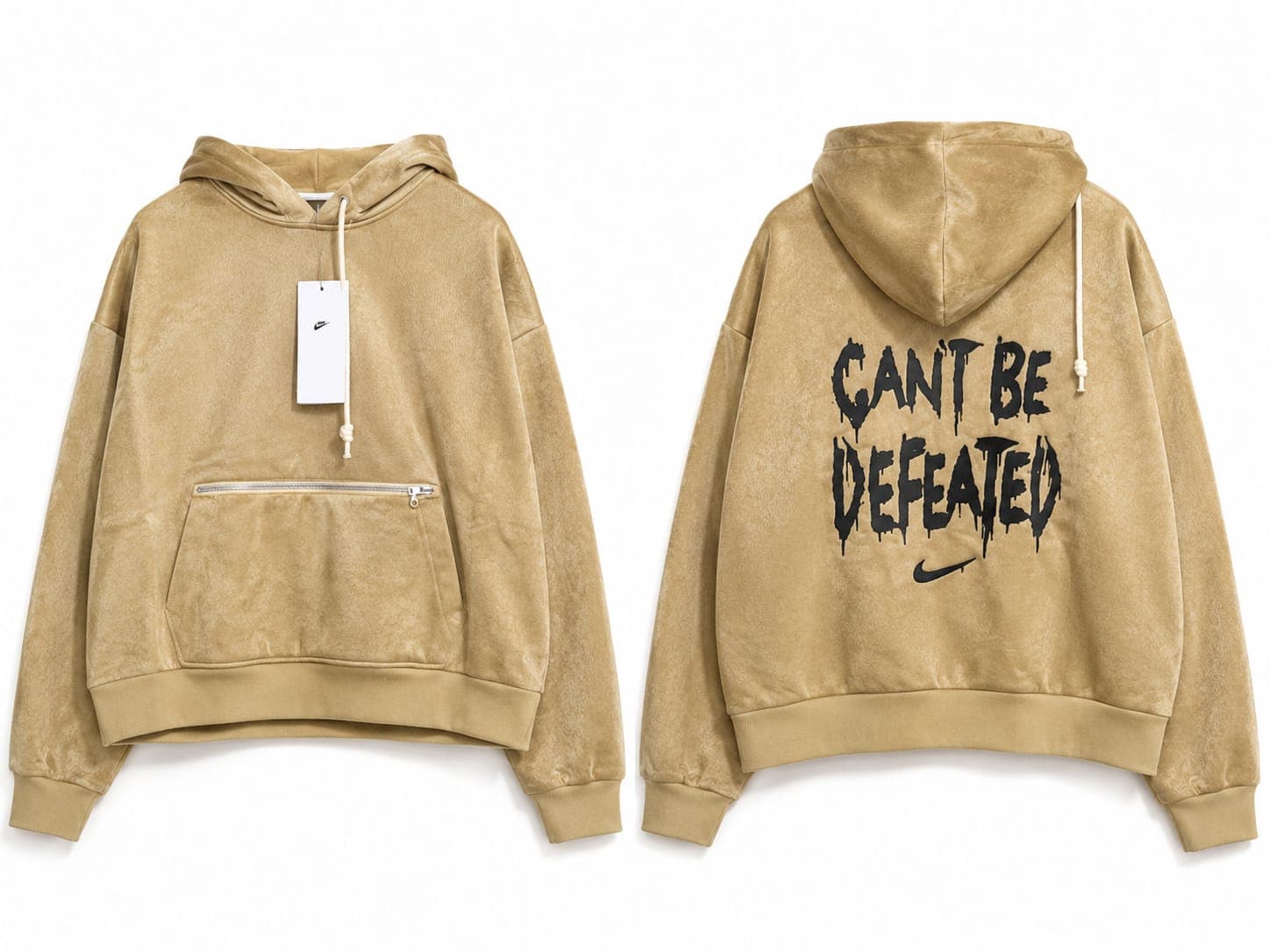 Nike Бежов суитшърт с качулка