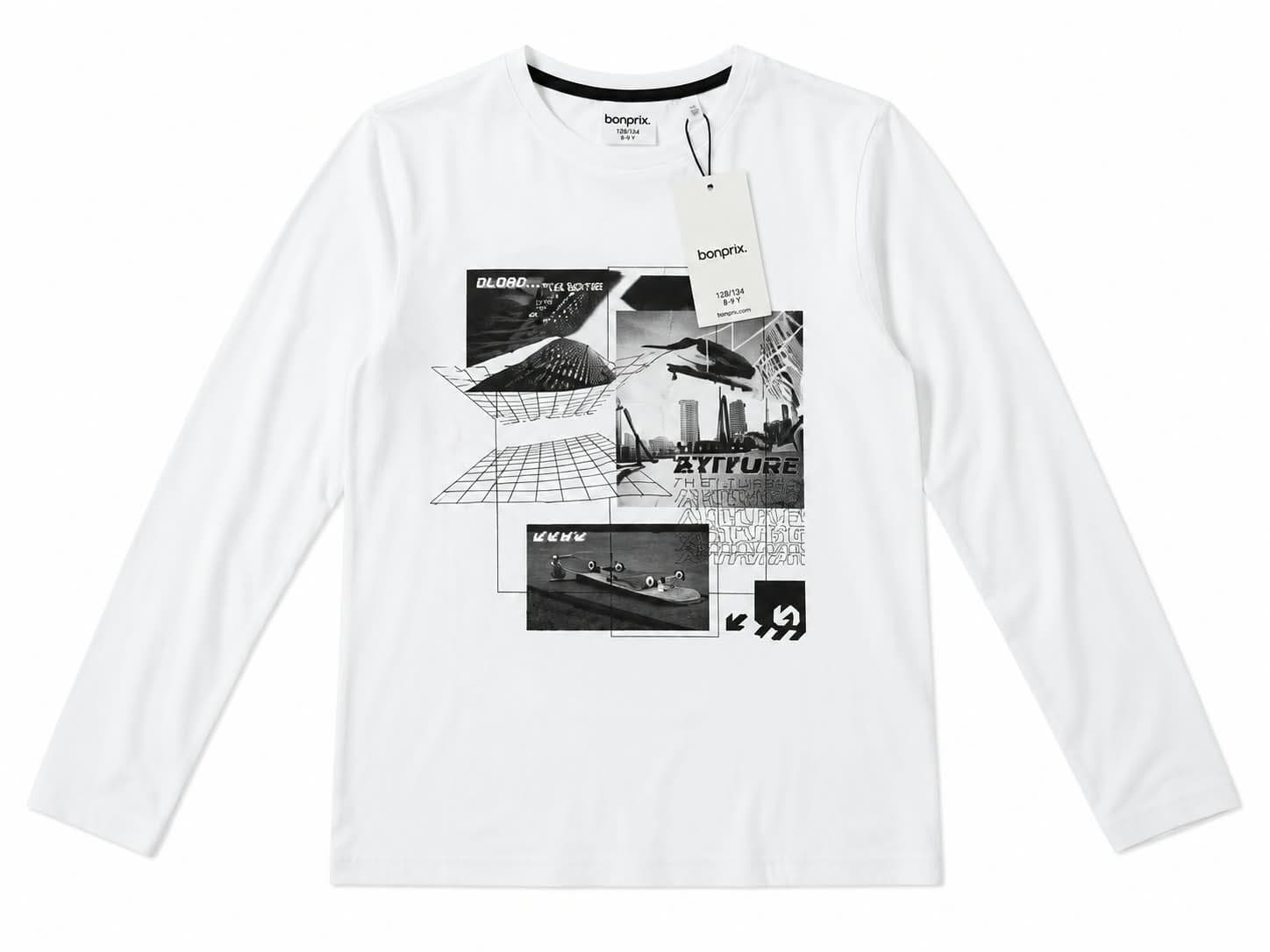 Bonprix Бяла блуза Urban Athletics за момче
